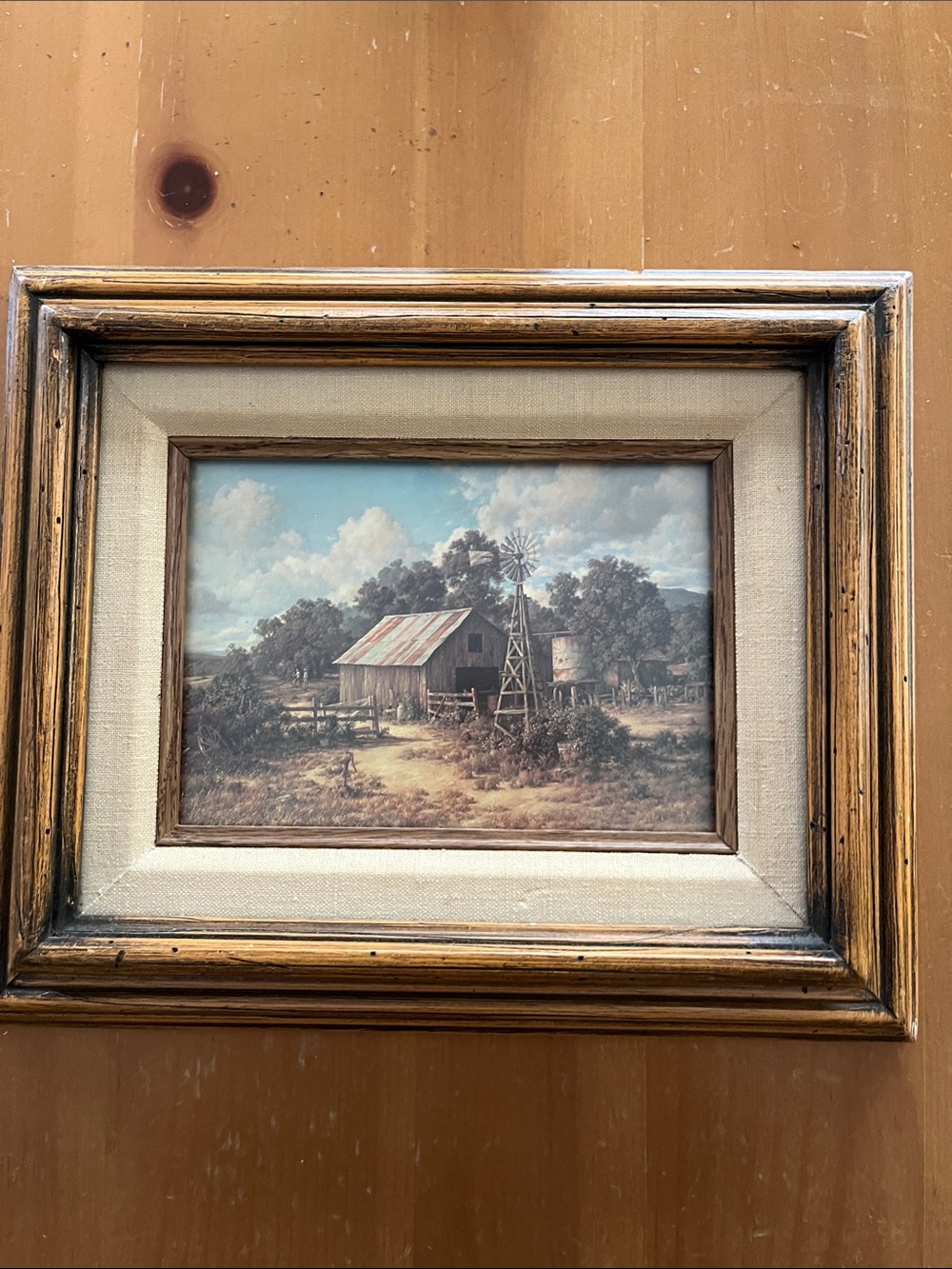 Larry Dyke Rustic Barn windmill landscape Framed Matted Wall Art